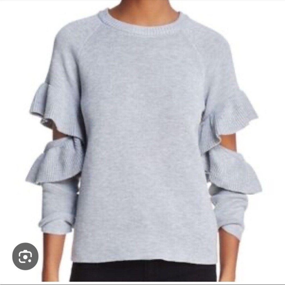 Endless Rose Gray Crew Neck Sweater with Cut Out Sleeves Size Medium